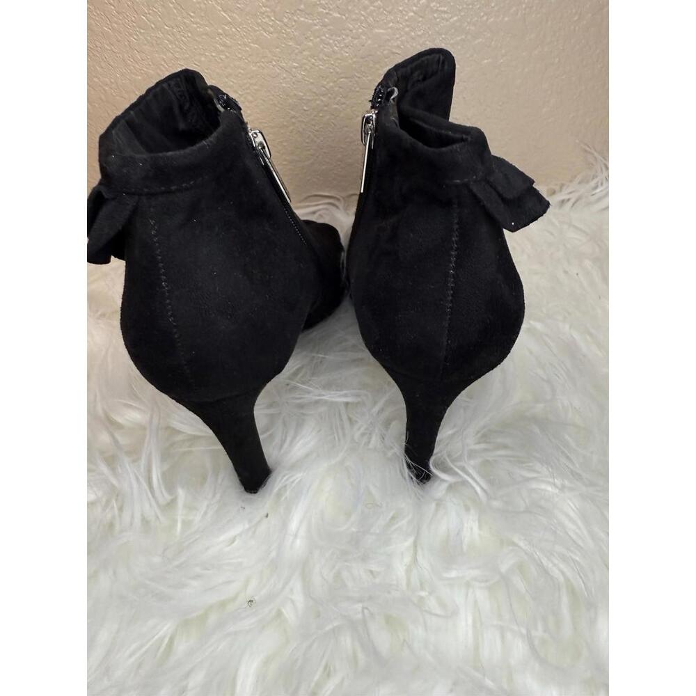 Unisa Women Black Suede Size 9 Open Toe Bootie Side Zip Office Party - Picture 5 of 6